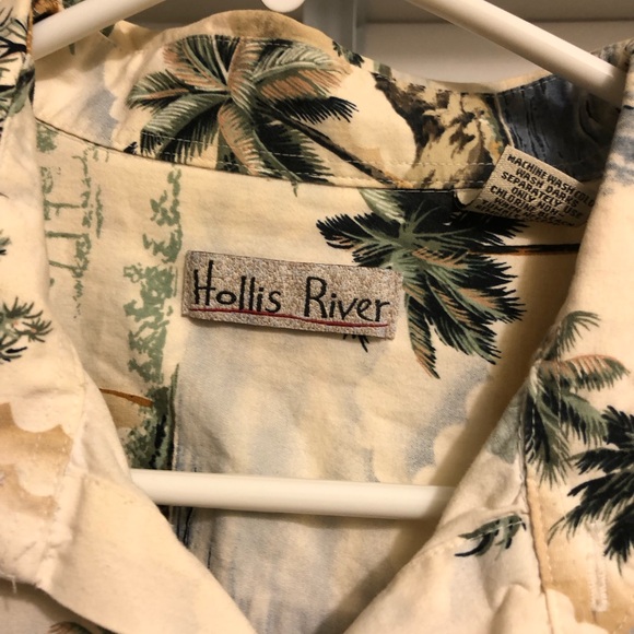 Hollis Rivers mens XL shirt Tropical beach Hawaiian coastal yellow - Picture 4 of 6